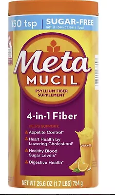 Metamucil Sugar-Free 4-in-1 Psyllium Fiber Supplement 26.6 Oz 130 TSP SEALED CAN • $26.79