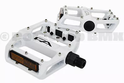 Free Agent 9/16  Aluminum Platform BMX Bicycle Pedals W/ CR-MO Axles  - WHITE • $35.99