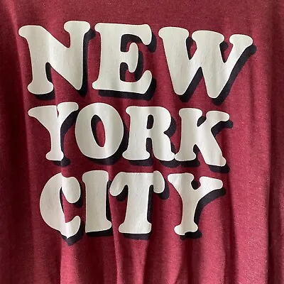 £4.99 • Buy New York City T-Shirt NYC Mens Size Large Burgundy Red With White Print