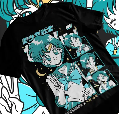 Sailor Moon Mercury T-Shirt Ami Mizuno Anime Manga Graphic Soft Tee All Sizes • $19.20