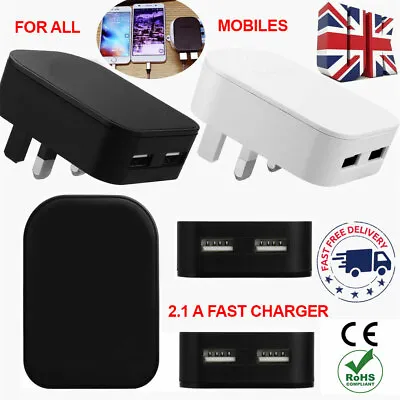 £1.95 • Buy Fast 5V 2.1A Adapter Dual 2 Ports USB Charger For Tablet Mobile Phones UK Plug