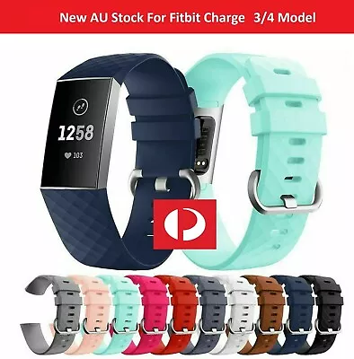 $5.50 • Buy Fitbit Charge 3 4 Watch Soft Silicone Replacement Band Strap Diamond Texture AU