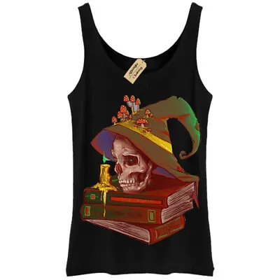 $22.88 • Buy Death's Night T-Shirt Skull Spell Book Wizard Magic Vest Womens