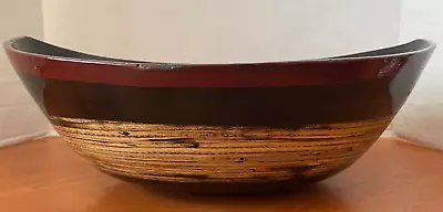 Asia Overland Wood Bamboo Serving Bowl 14  X 11  Handmade Vietnam Vintage • $12.06