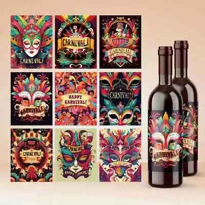 9 Mardi Gras Wine Beer Bottle Labels Stickers Party Table Decorations Softdrink • £7.75