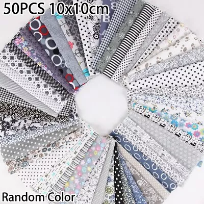 50PCS Mixed Cotton Fabric Material Sewing Value Bundle Scrap Offcuts Quilting • £5.22