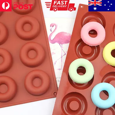 8 Holes Donut Silicone Mould Doughnut Chocolate Pan Tray Mold Baking Cake Brown • $5.98