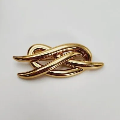 Vintage Monet Pretzel Abstract Curvy Knot Modernist Gold Tone Brooch • $16