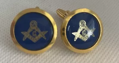 Vintage West German Made Gold Plated Gents Masonic Cufflinks - Masons Freemasons • $30