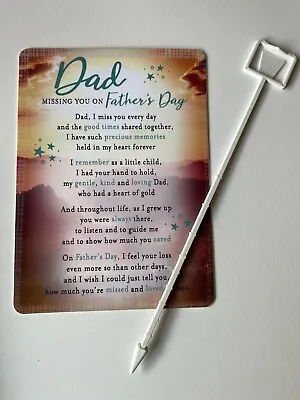 £1.75 • Buy Dad Missing You On Fathers Day Graveside Memorial Card Free Ground Stick