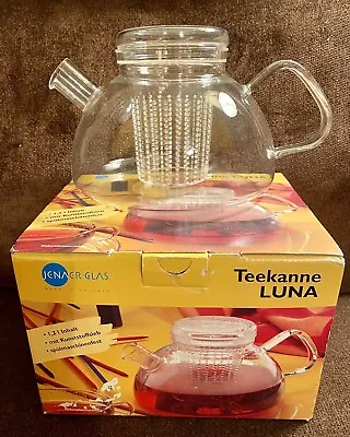 RARE Vintage Teekanne Luna Jenaer Glas 1.2 Liter Tea Pot Glass New In Box German • $89.99