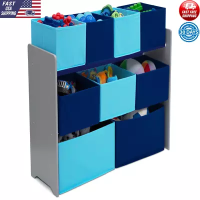 Kid's Multi-Bin Toy Organizer 9 Storage Bins Sturdy Wood Construction Home New • $34.97