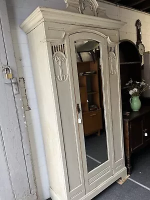 Painted Edwardian Single Wardrobe / Hall Cupboard • £148