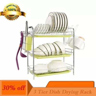 3 Tier Dish Drying Rack Drainer Cutlery Holder Shelves Organizer Kitchen Storage • $26.99