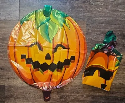 Halloween Balloon Pumpkin Shape Lot Of 10 Foil Mylar Spooky Party 2 Sided Design • $14.99