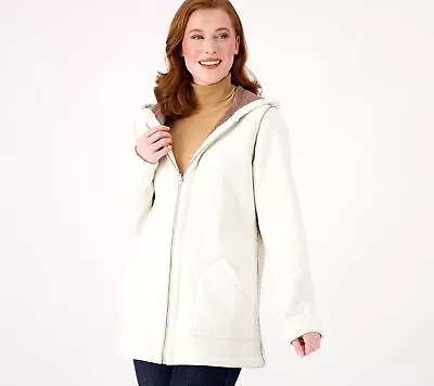 Susan Graver Women's Jacket Sz M Weekend Reversible Polar Fleece & White A547115 • $30.35