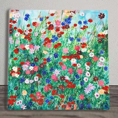 Flowers Ceramic Tile Picture Floral Plaque Sign Wall Art Pankhurst Gallery 20x20 • £24.99