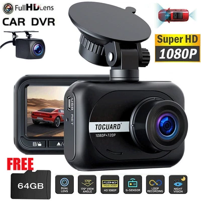 $78.99 • Buy TOGUARD Dual Lens Dash Cam FHD 1080P Car Video DVR Dashboard Camera Recorder AU