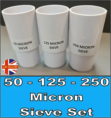 50 125 250 Micron Zooplankton Stackable Sieve Set Rotifer Copepods Brine Shrimp • £15.99