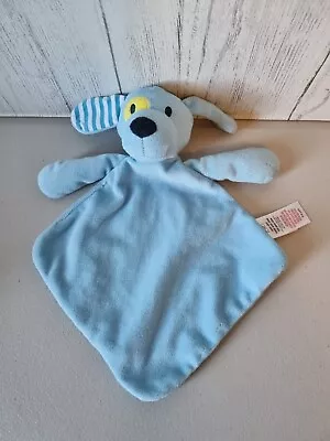 F&F Tesco Blue Puppy Dog Baby Comforter Soft Toy Blankie Yellow Eye Striped Ear • £8