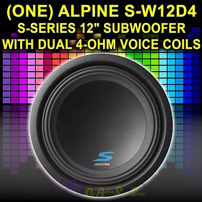 Alpine S-w12d4 12  1800 Watt Dual 4-ohm Car Audio Subwoofer Sub Type-s (one) New • $114.44