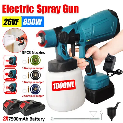 1000ML Cordless Electric Spray Gun 850W Paint Sprayer With/without Battery • £21.99