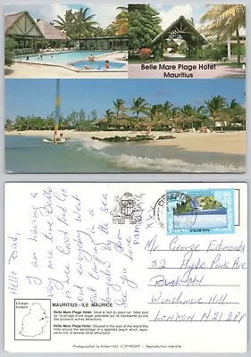 C26457 Belle Mare Plage Hotel   Mauritius  Postcard 1999 Stamp • £1.59