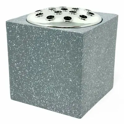 Grey Speckled With Silver Lid Memorial Graveside Funeral Flower Rose Bowl Vase • £19.99