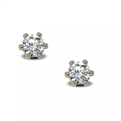 Earrings For Women 9ct White Gold Filled Small 3mm Stud Earrings White Crystals • £9