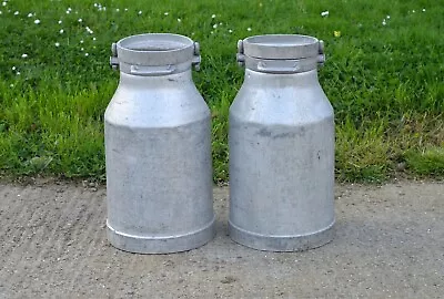 2x Vintage Old Aluminium Milk Churn Milkchurn Milking Pot 25L - FREE POSTAGE • $174.22