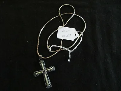 Vintage Sterling Silver Cross Pendant Crusifix & 22  Chain  Atl-0721*05787 • $27.50