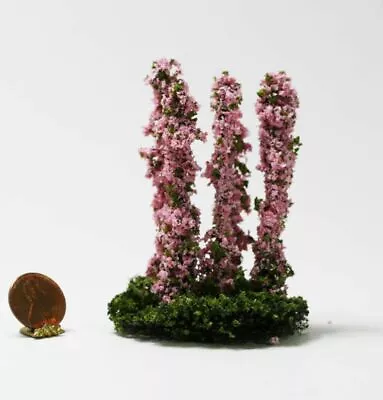 Dollhouse Miniature Pink Larkspur Flowers Growing In A Flower Bed • $13.99