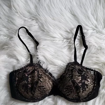 La Perla Bra 34B Black/pink  Lace Underwire.  F • $55