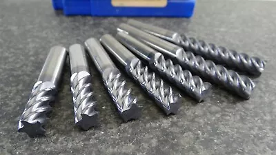 Lot Of 7 Nice! Prof. Regrind Solid Carbide 5 Fl Flat Bottom End Mills 7/16   • $9.95