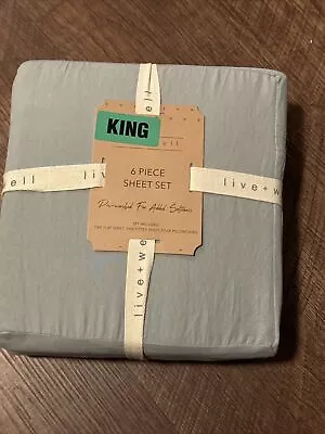 New Live+Well 6 Piece King Sheet Set Mint Pre-washed For Added Softness Polyest • $18