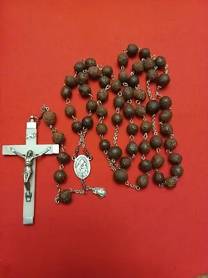 Vintage Wood Nun's Habit Rosary From Italy With Glow In The Dark Crucifix  • $84.99