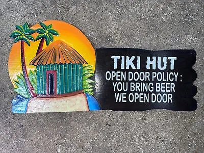 $25 • Buy 18” Tiki Hut Sign Wall Art Tiki Home Decor