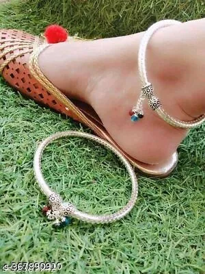 Indian Silver Plated Payal Foot Designer Chain Anklet Set Women Fashion Jewelry • $24.62