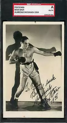 Max Baer SGC Coa Signed 1938 Vintage Postcard Autograph • $259