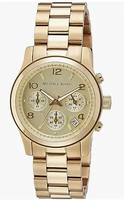 Michael Kors Runway Watch Women Gold Tone Date Chronograph New Battery MK5055 • $47.90