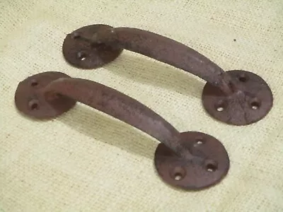2 Cast Iron Antique Style Barn Handles Gate Pull Shed Door Handles Rustic Iron • $14.99
