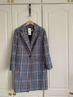 BNWT Miss Selfridge Blue And Black Checked Coat Size 8 • £20