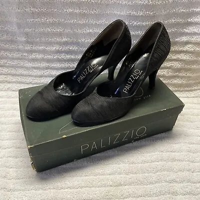 Vintage 1940s Palizzio Pumps Black Shoes Women’s Size 8.5 • $68.50