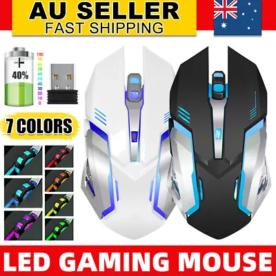 $15.95 • Buy LED Wireless Gaming Mouse USB Ergonomic Optical Mice For PC Laptop Rechargeable