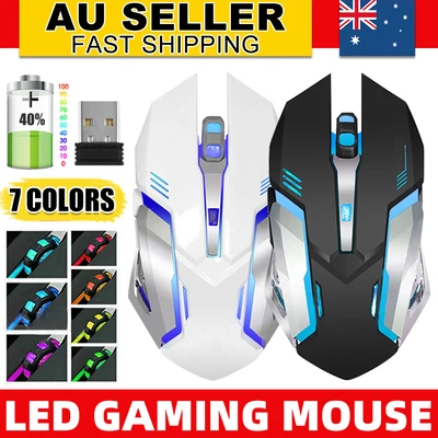 $15.95 • Buy LED Wireless Gaming Mouse USB Ergonomic Optical Mice For PC Laptop Rechargeable