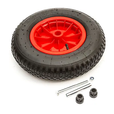 14.5 Inch Red Wheel & Tyre 3.50-8 4.00-8 14.5  With Axle Garden Trolley Trailer • £11.79