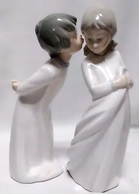 Lladro Zaphir Bedtime Girl With Blanket Kissing Boy 10  Figurines • $49.99