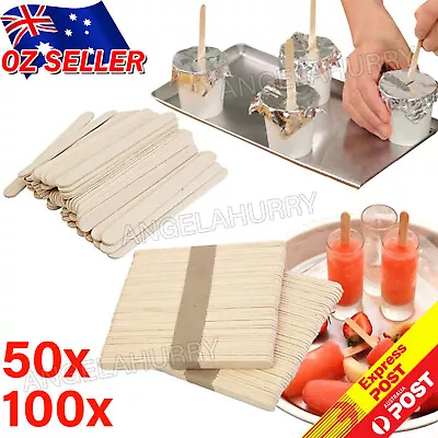 WOODEN CRAFT STICKS PADDLE POP POPSICLE Coffee Stirrers Ice Cream KID DIY NEW • $6.15