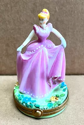 Vintage Cinderella Pink Ball Gown Limoges France J.P. Peintmain Trinket Box • $265