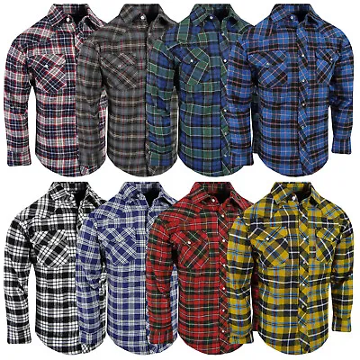 Plaid Flannel Shirt Western Style Mens 2 Snap Up Flap Chest Pockets New Pen Slot • $19.95